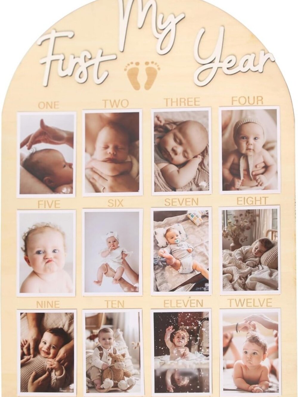 First Year Birthday Milestone Photo Board - Monthly Photo Banner & Decor